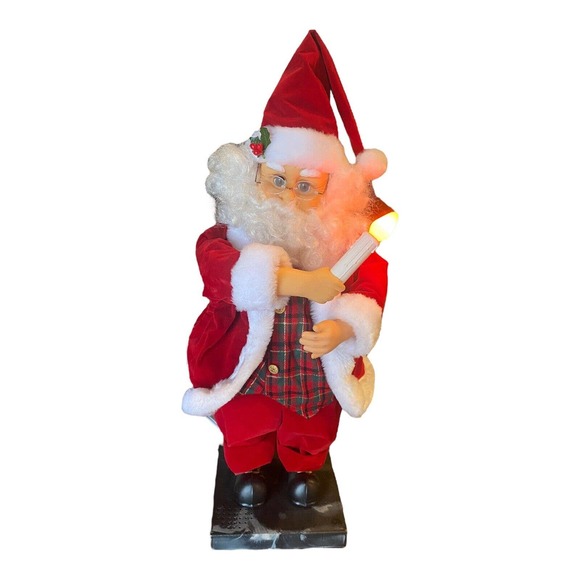 Vintage Animated Santa Claus 24” Figure Holding Candle Works - Picture 8 of 10